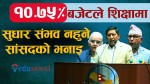 शिक्षामा १०. ७५ % बजेटले सुधार संभव नहुने सांसदहरूको दाबी