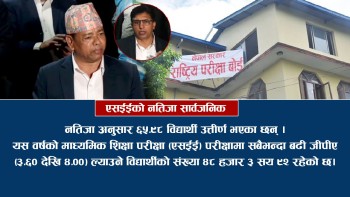 एसईईमा ६५.९८ प्रतिशत  विद्यार्थी उत्तीर्ण (विवरणसहित)