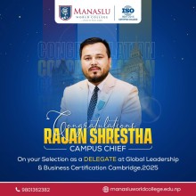 क्याम्ब्रिज विश्वविद्यालयद्वारा आयाेजित ग्लोबल लिडरशिप कार्यक्रममा नेपालबाट राजन श्रेष्ठ चयन