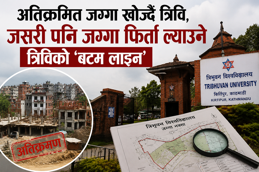 अतिक्रमित जग्गा खोज्दै त्रिवि, जसरी पनि  फिर्ता ल्याउने त्रिविको ‘बटम लाइन’ 