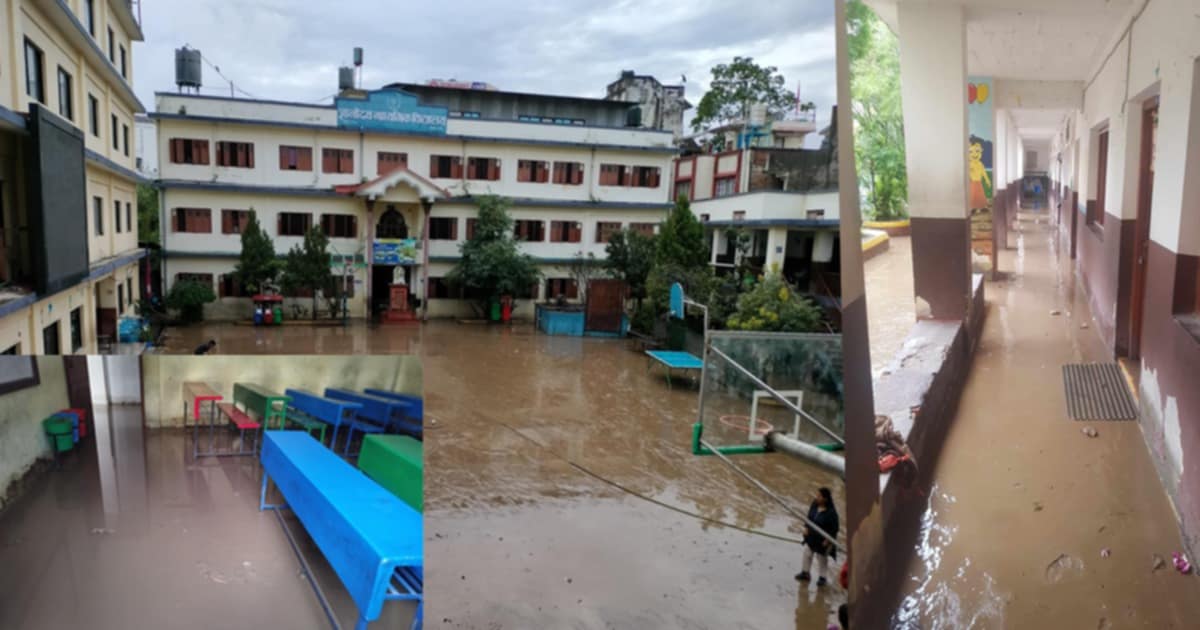 काठमाडौँकाे ज्ञानोदय स्कुलमा बाढी पस्दा पठनपाठन बन्द
