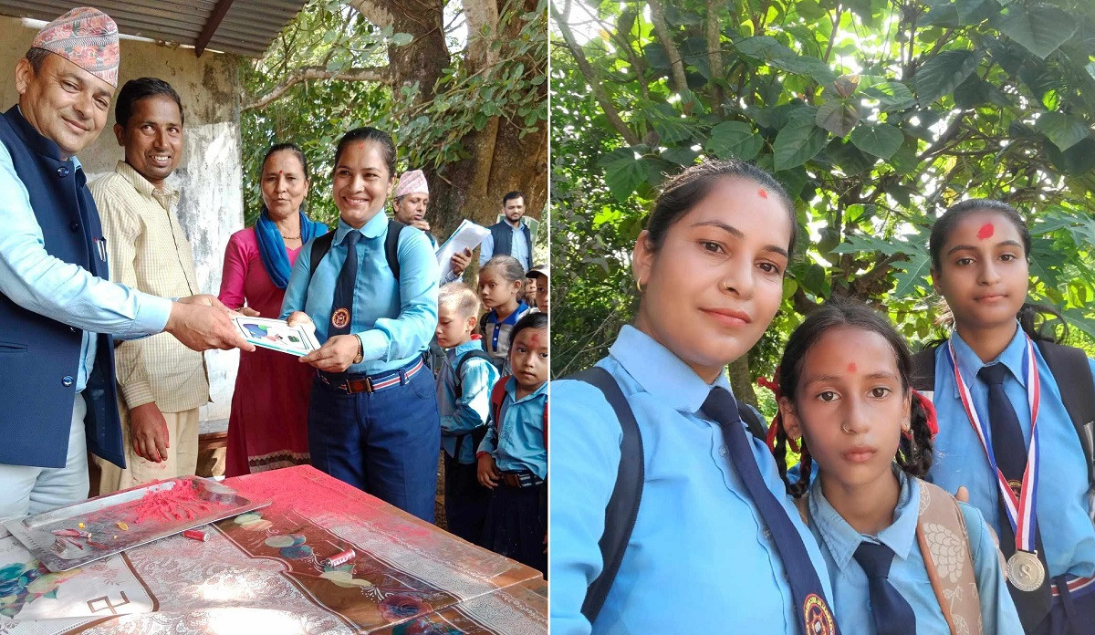 छोरीसँगै विद्यालय जान्छिन्, तीन सन्तानकी आमा 'रेनु'